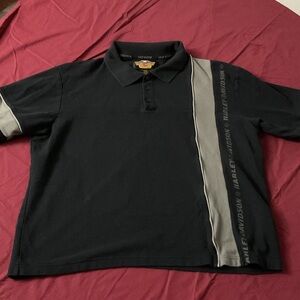 Harley-Davidson Men's Polo Shirt in Black with Gray Stripe